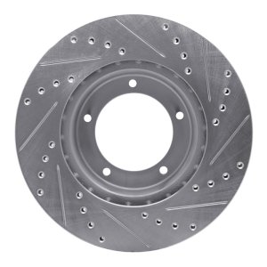 Land Rover Defender 90 Brake Rotor (1) - Front Left - R1 Concepts - Drilled & Slotted - Silver - `90-`16